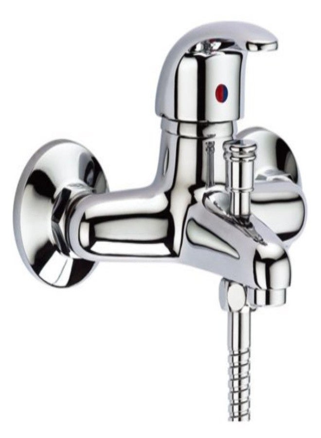 دريزل خلاط حائط للحمام من DRIZZLE Dolphin ذو ذراع واحد، 2 في 1 للماء الساخن والبارد - كروم - Image 1